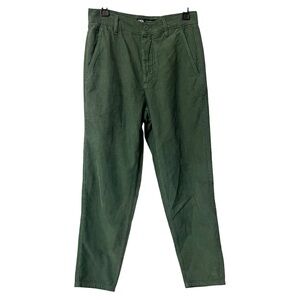 Zara Kelly Green Corduroy Relaxed Fit High Rise Pants Size 29